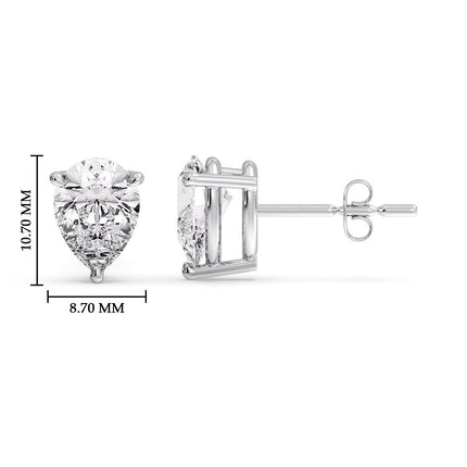 Diamond Pear Cut 3 Prong Earring