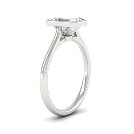 Emerald Cut Petite Bezel Solitaire Engagement Ring