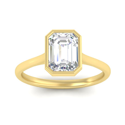 Emerald Cut Petite Bezel Solitaire Engagement Ring
