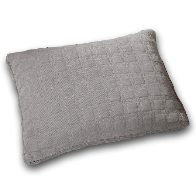 DaDa Bedding Corduroy Sherpa Backside Soft Grey Quilted Pillow Sham - 1-Piece (JHW858)