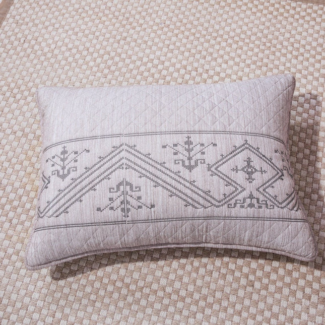 DaDa Bedding Whimsical Lavender Purple Grey Yarn Dyed Quilted King Pillow Sham, 20” x 36” (JHW866)