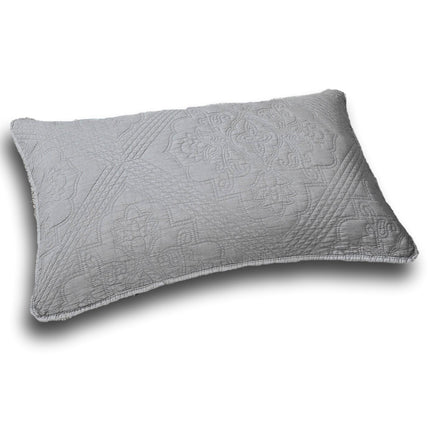 DaDa Bedding Floral Stone Wash Grey Diamond Pattern Quilted King Size Pillow Sham - 20” x 36” (JHW855)
