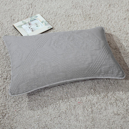 DaDa Bedding Floral Stone Wash Grey Diamond Pattern Quilted King Size Pillow Sham - 20” x 36” (JHW855)