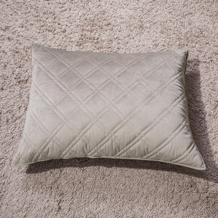 DaDa Bedding Taupe Grey Velvet Quilted King Pillow Sham - (JHW831)