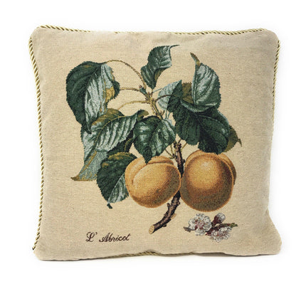 DaDa Bedding Set of 2-Pieces Yellow Apricot Fruits Elegant Tapestry Throw Pillow Covers w/ Inserts - 18" x 18"