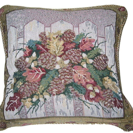 DaDa Bedding Set of 2-Pieces Festive Holiday Fiesta Floral Botanical Tapestry Throw Pillow Covers w/ Inserts - 18" x 18"