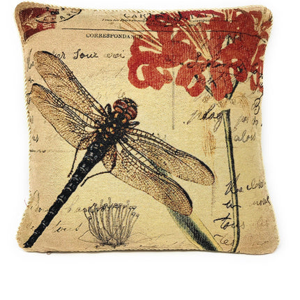 DaDa Bedding Set of 2-Pieces Dragonfly Dreams Nature Garden Tapestry Throw Pillow Covers w/ Inserts - 18" x 18"