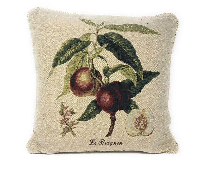 DaDa Bedding Set of 2-Pieces Nectarine Fruits Garden Tapestry Throw Pillow Covers w/ Inserts - 18" x 18"