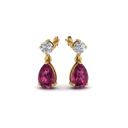 Gemstone Pear Drop Stud Earring