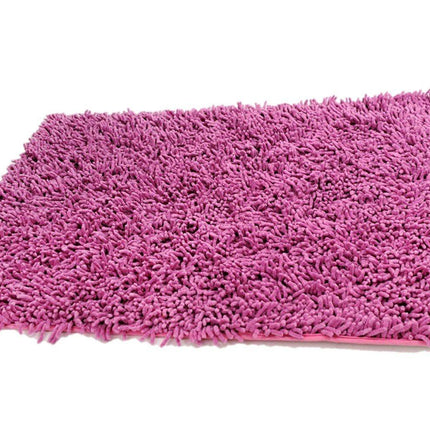 DaDa Bedding Fuchsia Magenta Pink Shaggy Soft Chenille Noodle Carpet Rug Bath Mat