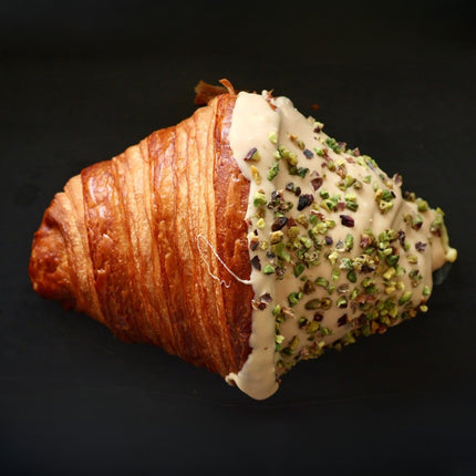 Andy Anand White Chocolate Pistachios Croissant Cake - 10 Pcs Hand Rolled French Butter Croissants, Enjoy the Amazing Clasic Taste, Gift Box, Decadent Delicious ( 2 lb)
