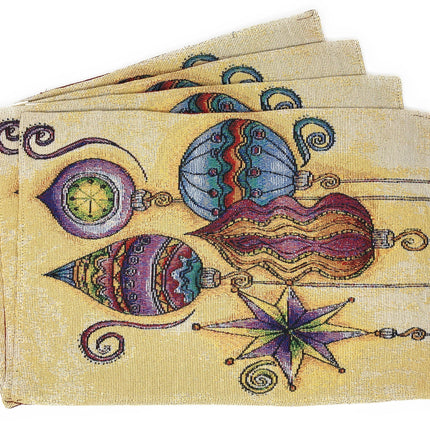 DaDa Bedding Set of 4-Pieces Starry Bohemian Lantern Ornaments Christmas Tapestry Placemats 13” x 19” (14916)