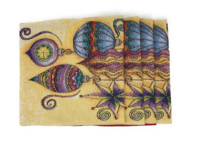DaDa Bedding Set of 4-Pieces Starry Bohemian Lantern Ornaments Christmas Tapestry Placemats 13” x 19” (14916)