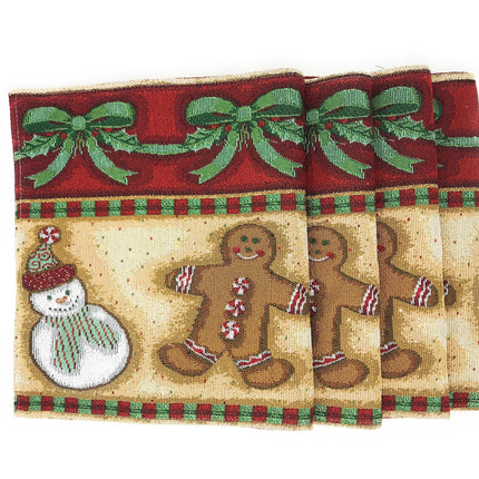 DaDa Bedding Set of 4-Pieces Gingerbread Sweets Holiday Woven Tapestry Placemats 13” x 19” (12917)