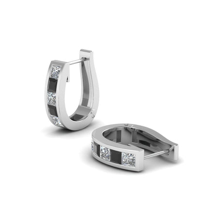 Channel Set Huggie Hoop Earring