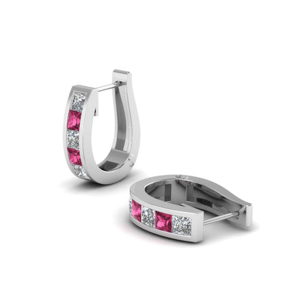 Channel Set Huggie Hoop Earring