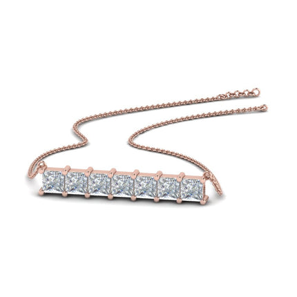 Princess Cut Horizontal Bar Pendant
