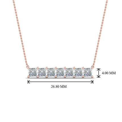 Princess Cut Horizontal Bar Pendant