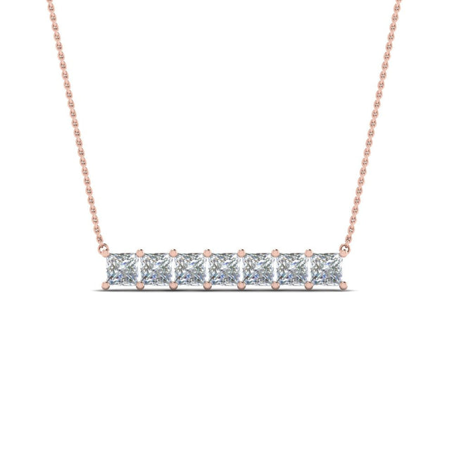 Princess Cut Horizontal Bar Pendant