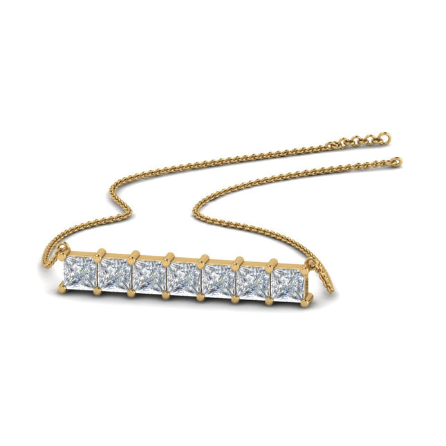 Princess Cut Horizontal Bar Pendant