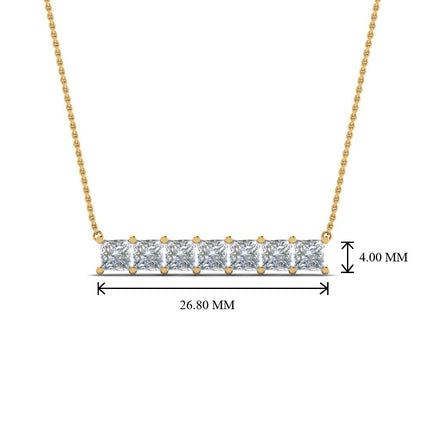 Princess Cut Horizontal Bar Pendant