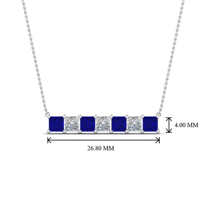 Princess Cut Horizontal Bar Pendant
