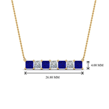 Princess Cut Horizontal Bar Pendant