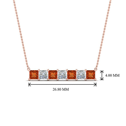 Princess Cut Horizontal Bar Pendant