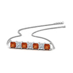14k White Gold / Orange Sapphire / Lab Grown