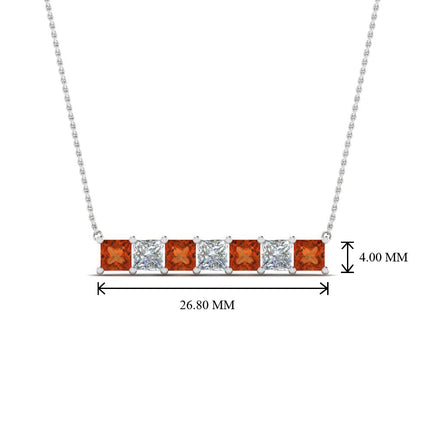 Princess Cut Horizontal Bar Pendant