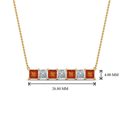Princess Cut Horizontal Bar Pendant