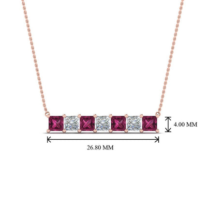 Princess Cut Horizontal Bar Pendant