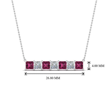 Princess Cut Horizontal Bar Pendant