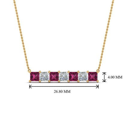 Princess Cut Horizontal Bar Pendant