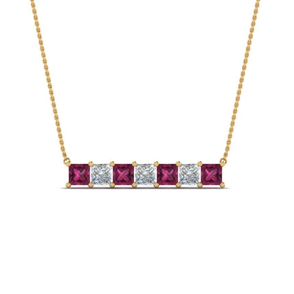 Princess Cut Horizontal Bar Pendant