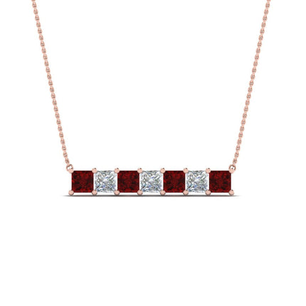 Princess Cut Horizontal Bar Pendant