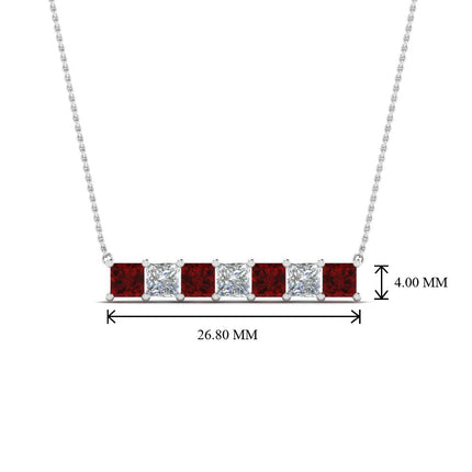 Princess Cut Horizontal Bar Pendant