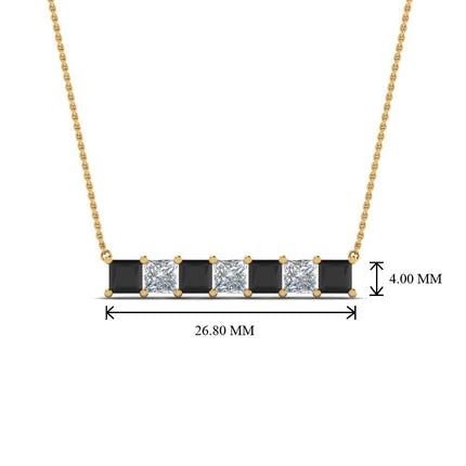 Princess Cut Horizontal Bar Pendant