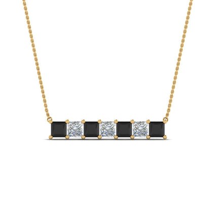Princess Cut Horizontal Bar Pendant