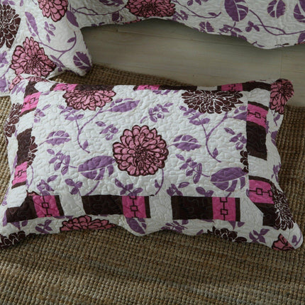 DaDa Bedding Bohemian Purple Blooms Floral Garden Pink Brown Bedspread Set (KBJ1629)