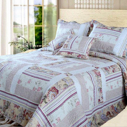 DaDa Bedding Cottage Floral Blossoming Patchwork Quilted Coverlet Bedspread Set (DXJ103112)
