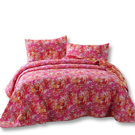 DaDa Bedding Lovely Pop of Colors Lightweight Reversible Quilted Bedspread Set (KBJ1625)