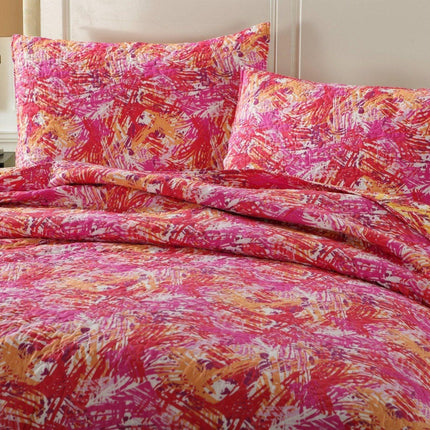 DaDa Bedding Lovely Pop of Colors Lightweight Reversible Quilted Bedspread Set (KBJ1625)