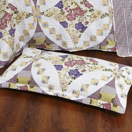 DaDa Bedding Wisteria Cottage Roses Floral Lightweight Quilted Bedspread Set (HS-1003)