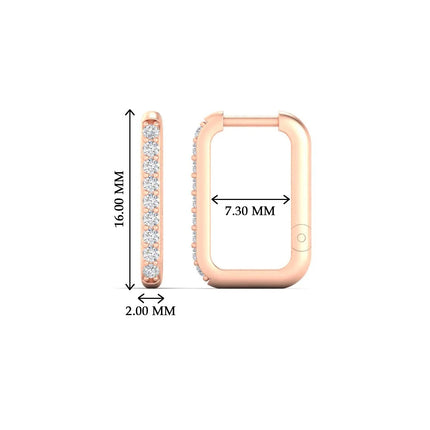 Rectangle Diamond Hoop Earring