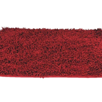 DaDa Bedding Burgundy Red Shaggy Soft Chenille Noodle Carpet Rug Bath Mat