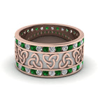14K Rose Gold / Green Emerald / Lab Grown