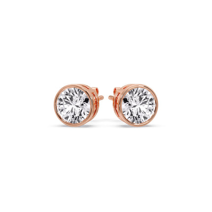 Round Cut Stud Bezel Set Earring