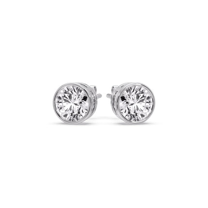 Round Cut Stud Bezel Set Earring
