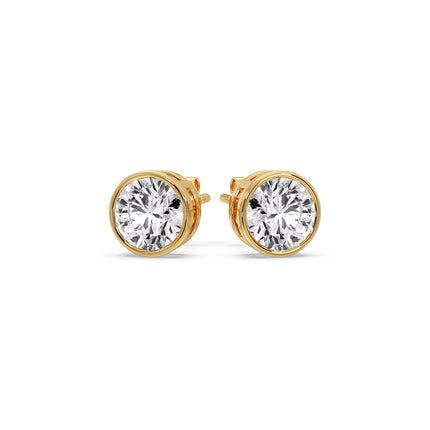 Round Cut Stud Bezel Set Earring
